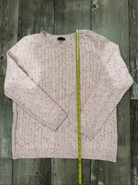 Talbots Pink Speckled Crewneck Sweater with Shoulder Buttons